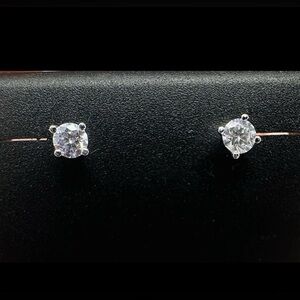 Round Moissanite Stud Earrings .25ctw - .925 Sterling Silver $100 MSRP - Rhodium